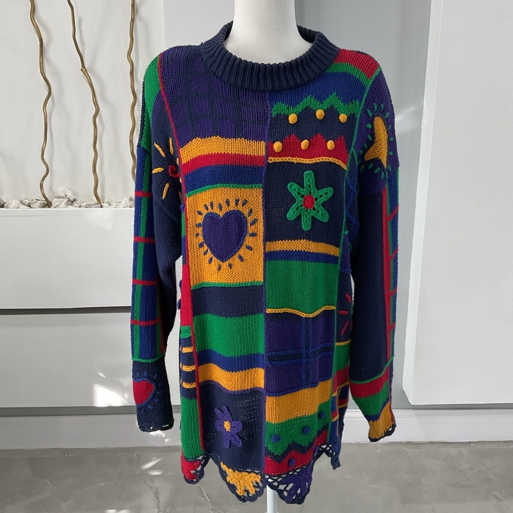 Extra Touch Multicolor Patchwork Sweater - Picture 2 of 6